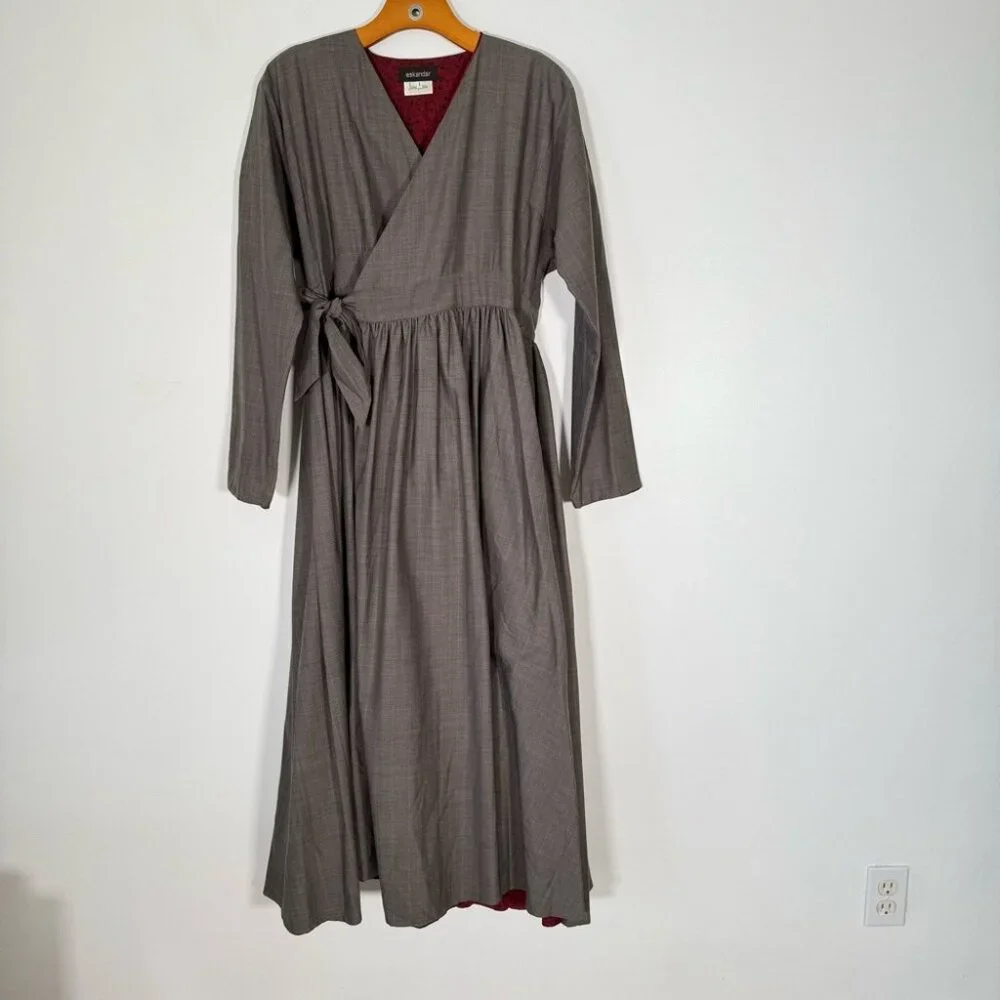 Eskandar Grey Plaid Wool Maxi Dress Long Sleeve Modest Long Sleeve Sz 1 = US 10 - Picture 1 of 12